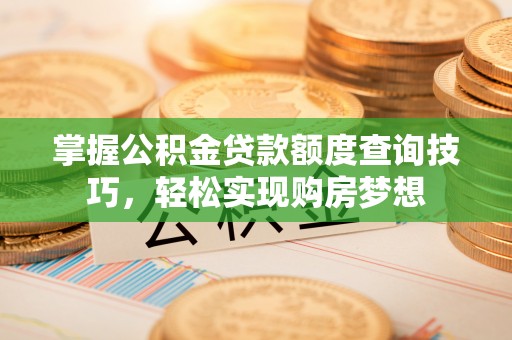 诸暨掌握公积金贷款额度查询技巧，轻松实现购房梦想