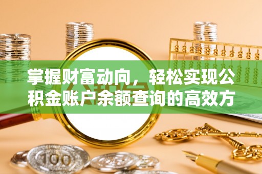 诸暨掌握财富动向，轻松实现公积金账户余额查询的高效方式